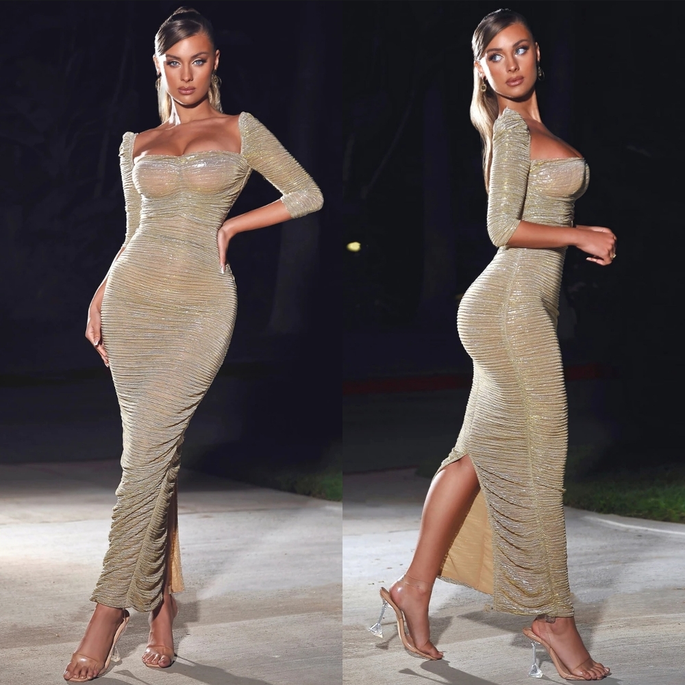 Sorrel Chiffon Long Maxi Dress - Rose Gold